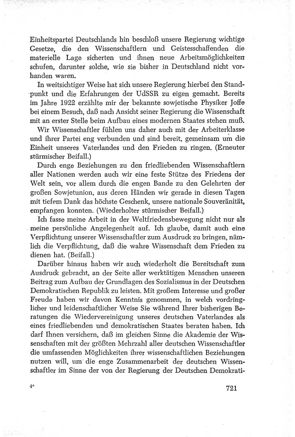 Protokoll der Verhandlungen des Ⅳ. Parteitages der Sozialistischen Einheitspartei Deutschlands (SED) [Deutsche Demokratische Republik (DDR)] 1954, Seite 721