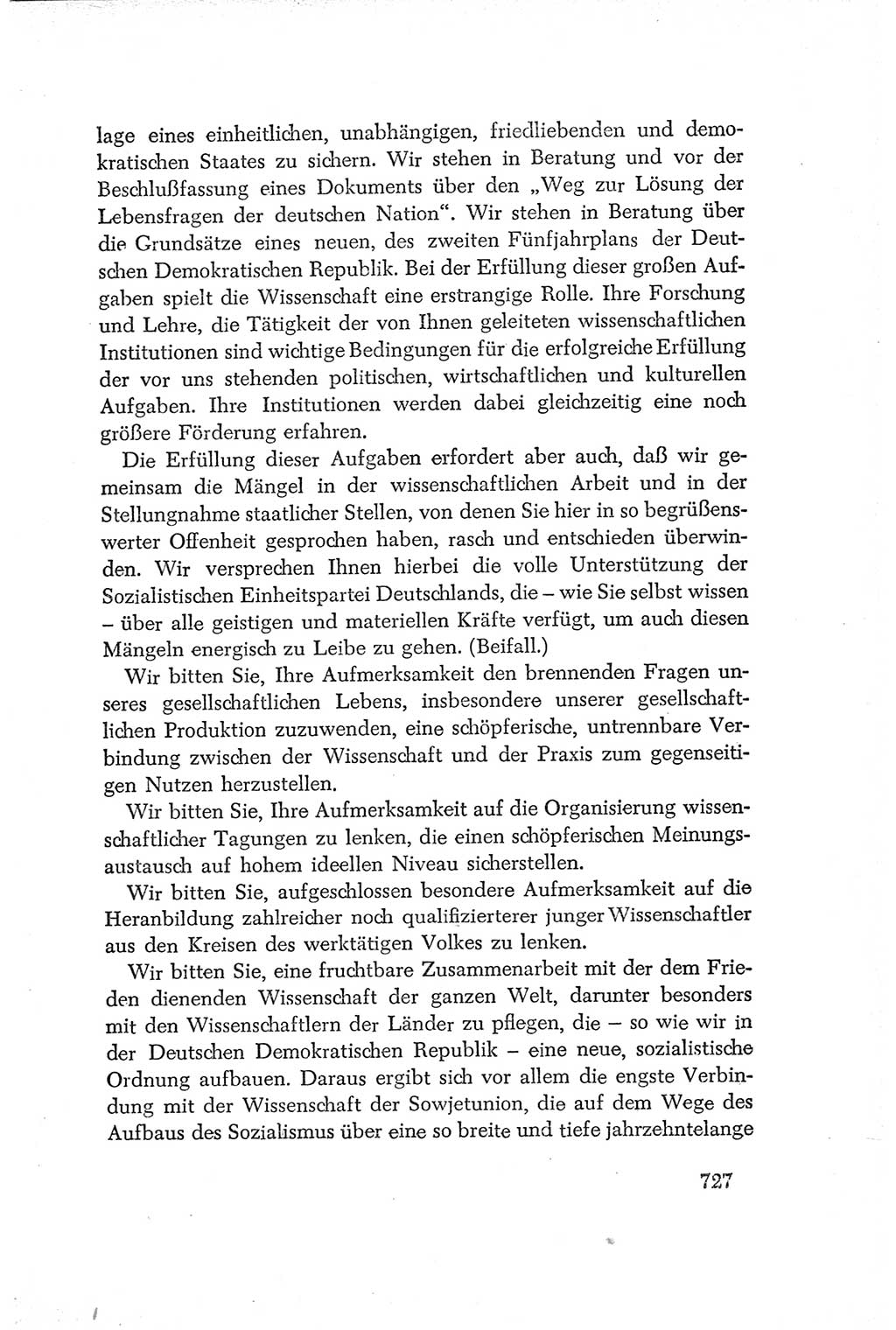 Protokoll der Verhandlungen des Ⅳ. Parteitages der Sozialistischen Einheitspartei Deutschlands (SED) [Deutsche Demokratische Republik (DDR)] 1954, Seite 727