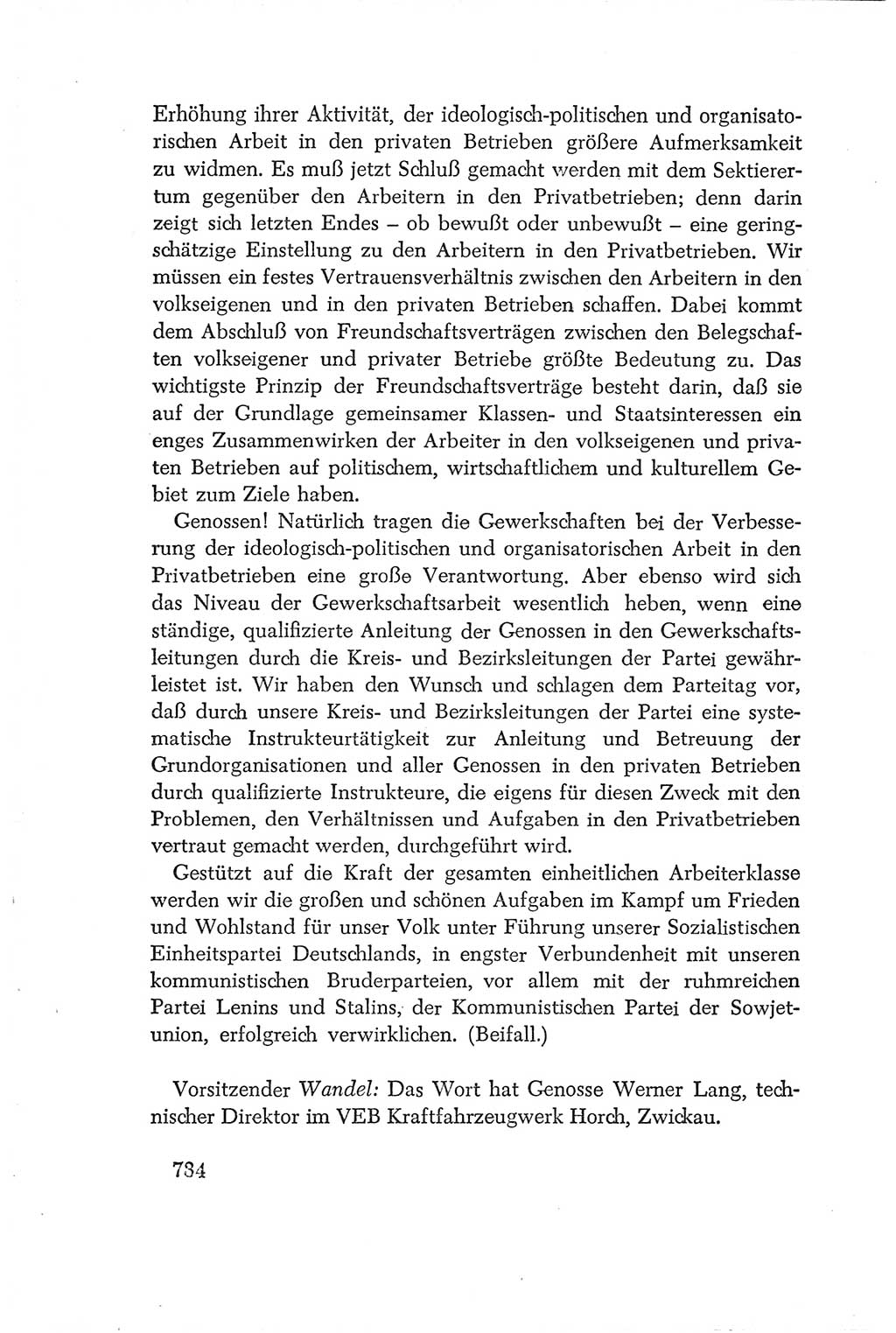 Protokoll der Verhandlungen des Ⅳ. Parteitages der Sozialistischen Einheitspartei Deutschlands (SED) [Deutsche Demokratische Republik (DDR)] 1954, Seite 734