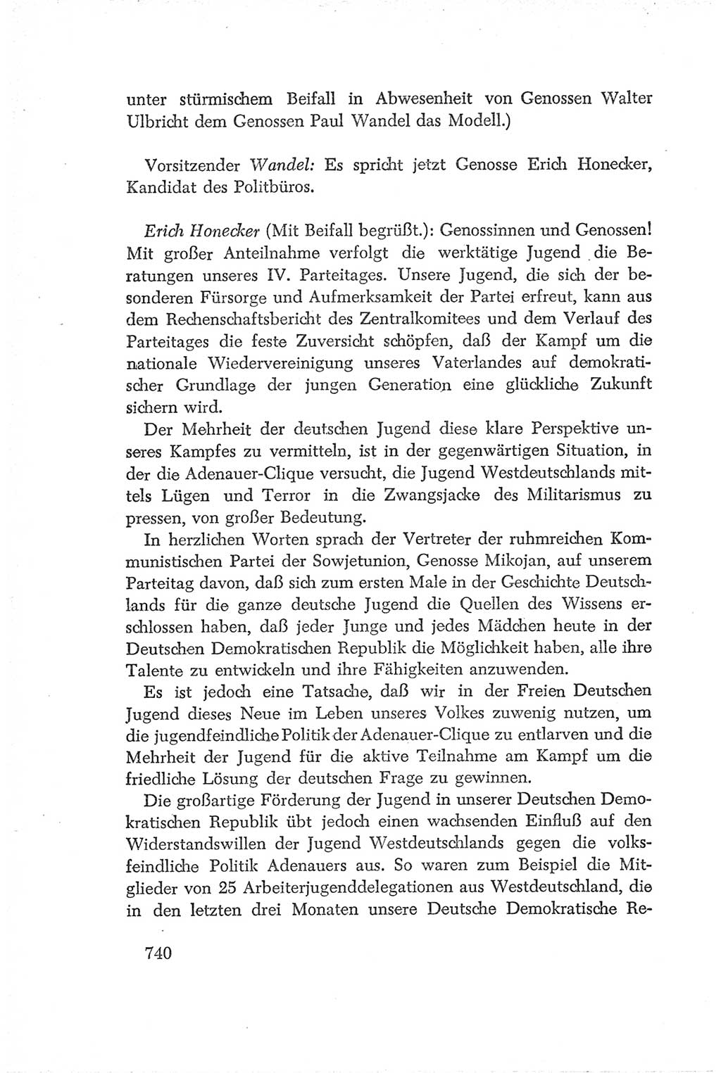 Protokoll der Verhandlungen des Ⅳ. Parteitages der Sozialistischen Einheitspartei Deutschlands (SED) [Deutsche Demokratische Republik (DDR)] 1954, Seite 740