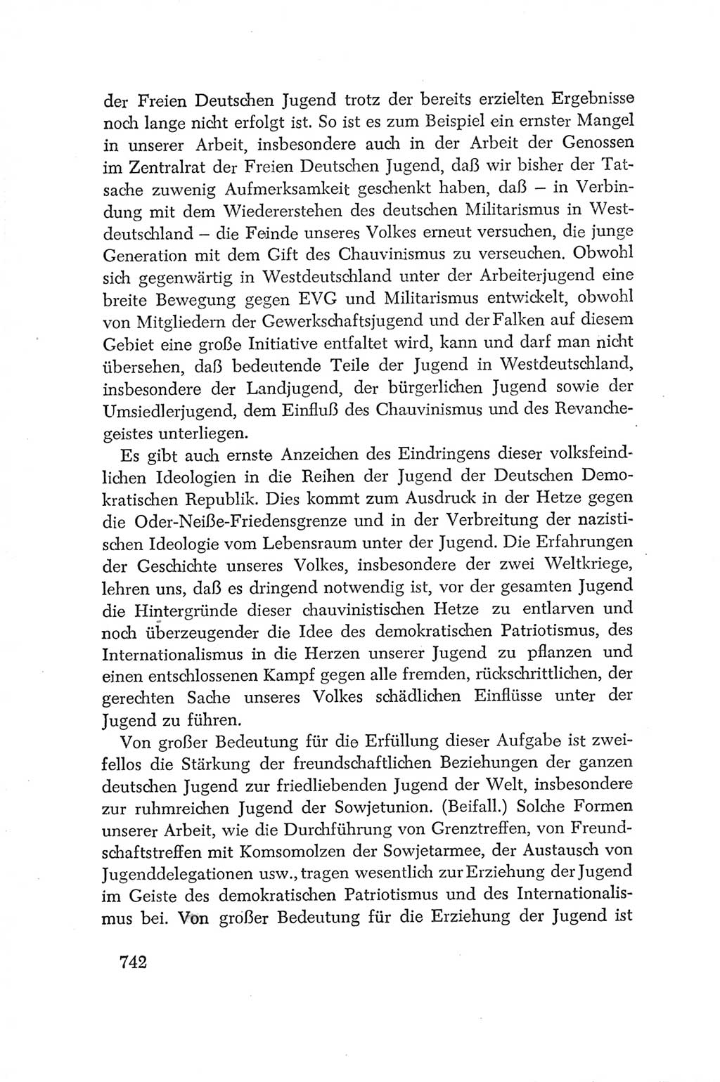 Protokoll der Verhandlungen des Ⅳ. Parteitages der Sozialistischen Einheitspartei Deutschlands (SED) [Deutsche Demokratische Republik (DDR)] 1954, Seite 742