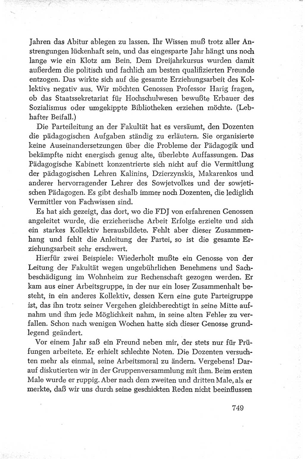 Protokoll der Verhandlungen des Ⅳ. Parteitages der Sozialistischen Einheitspartei Deutschlands (SED) [Deutsche Demokratische Republik (DDR)] 1954, Seite 749