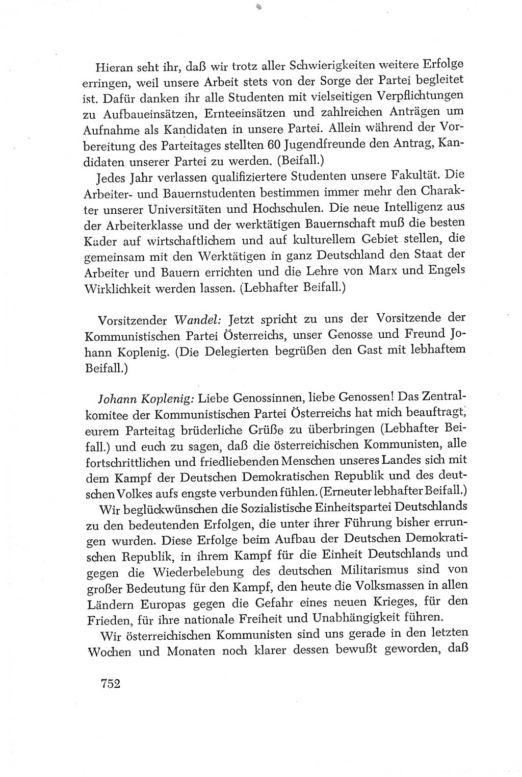 Protokoll der Verhandlungen des Ⅳ. Parteitages der Sozialistischen Einheitspartei Deutschlands (SED) [Deutsche Demokratische Republik (DDR)] 1954, Seite 752