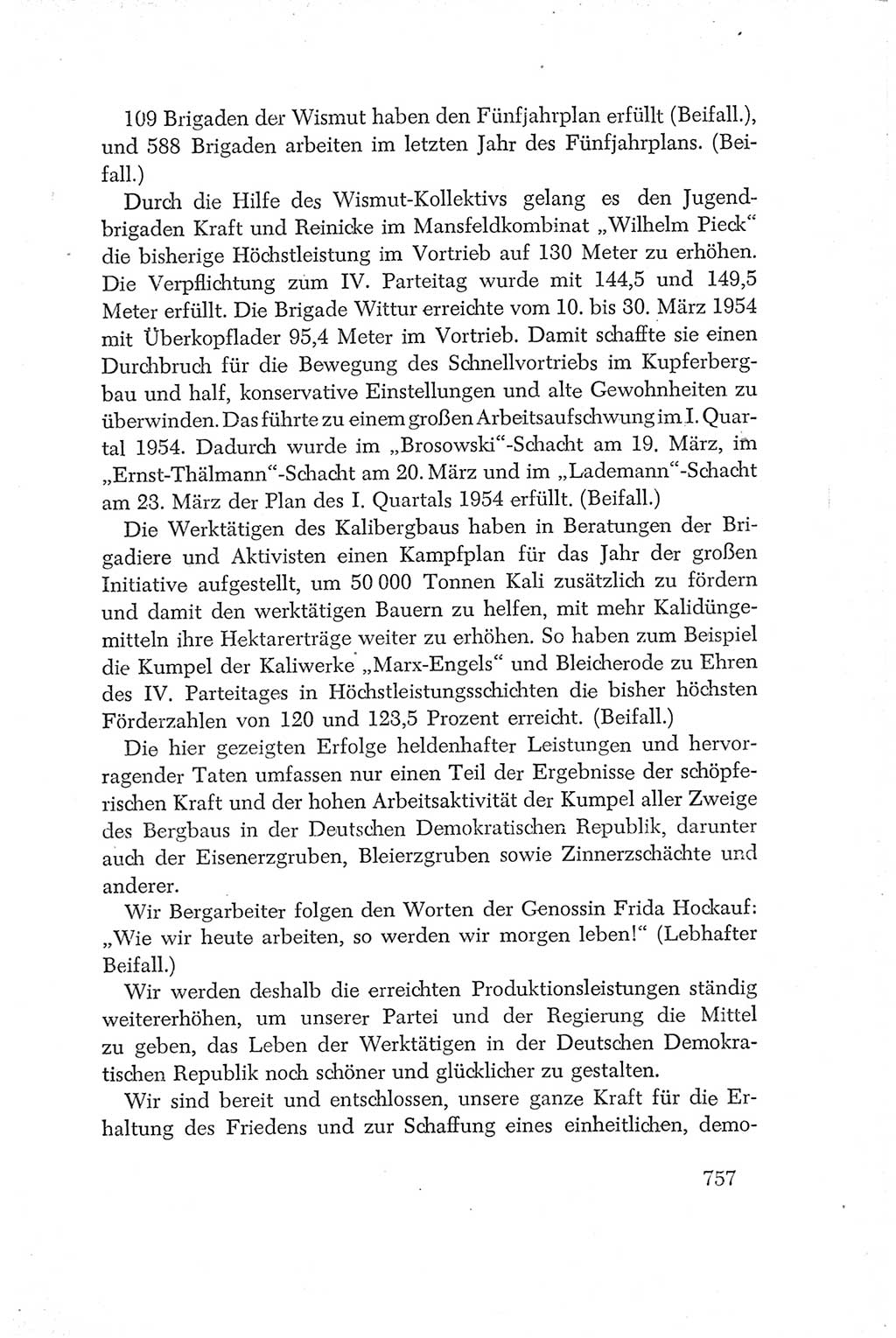 Protokoll der Verhandlungen des Ⅳ. Parteitages der Sozialistischen Einheitspartei Deutschlands (SED) [Deutsche Demokratische Republik (DDR)] 1954, Seite 757