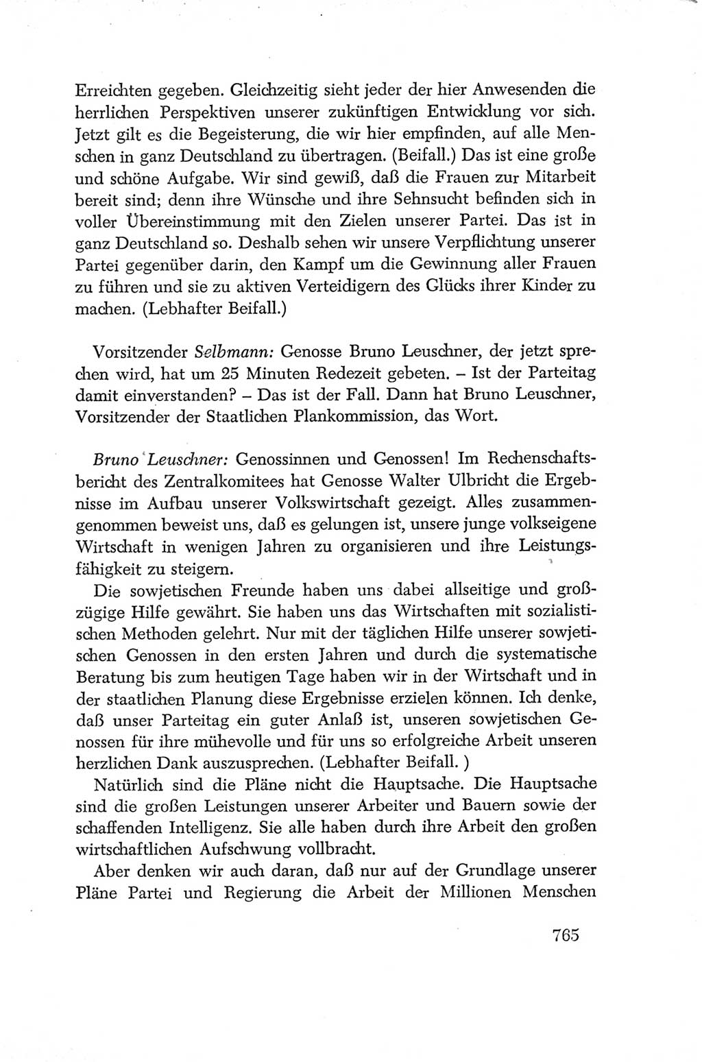 Protokoll der Verhandlungen des Ⅳ. Parteitages der Sozialistischen Einheitspartei Deutschlands (SED) [Deutsche Demokratische Republik (DDR)] 1954, Seite 765