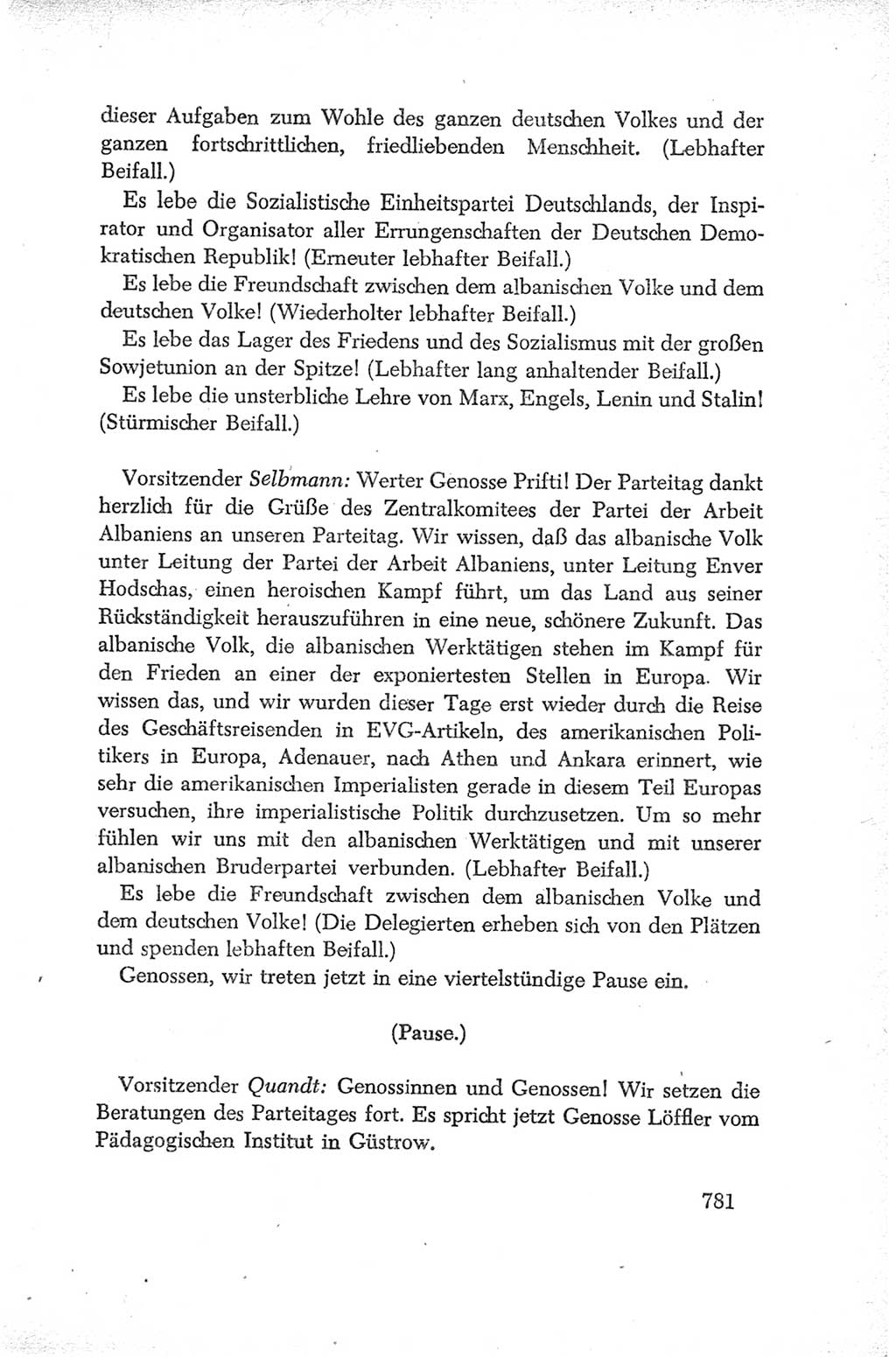 Protokoll der Verhandlungen des Ⅳ. Parteitages der Sozialistischen Einheitspartei Deutschlands (SED) [Deutsche Demokratische Republik (DDR)] 1954, Seite 781