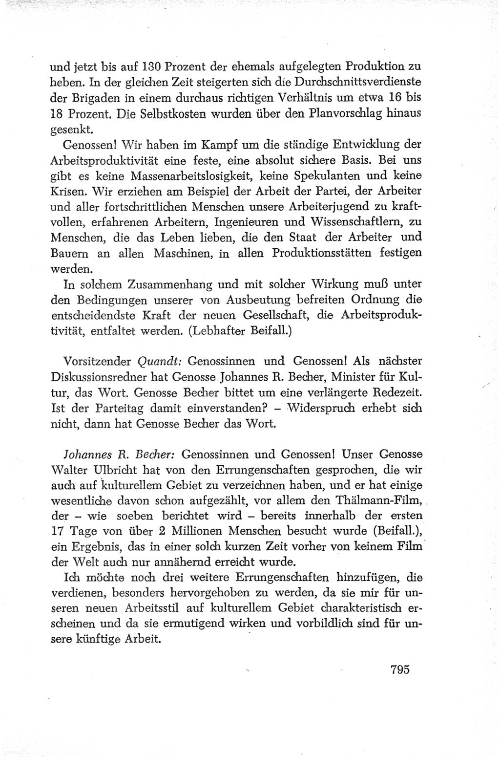 Protokoll der Verhandlungen des Ⅳ. Parteitages der Sozialistischen Einheitspartei Deutschlands (SED) [Deutsche Demokratische Republik (DDR)] 1954, Seite 795
