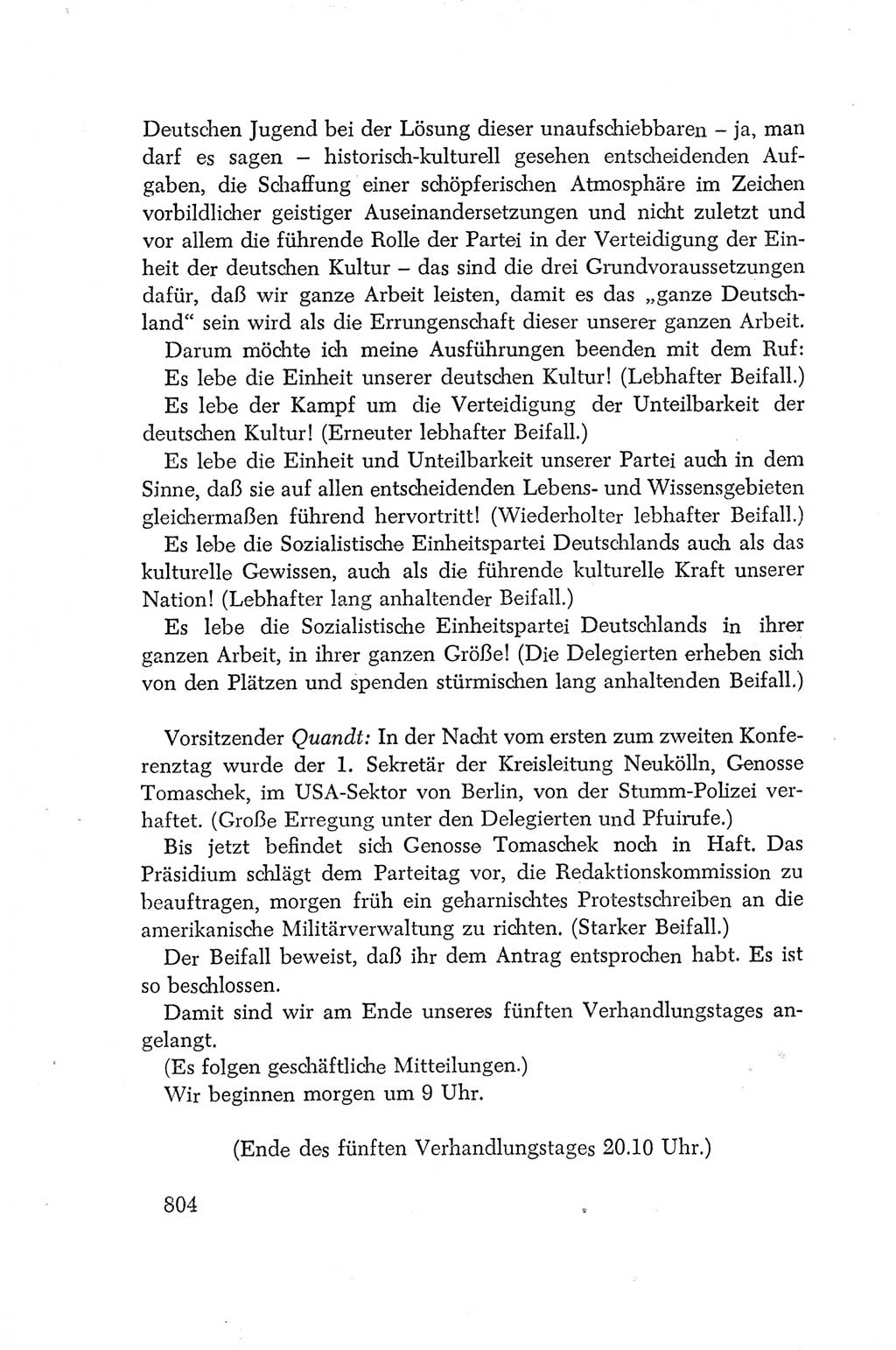 Protokoll der Verhandlungen des Ⅳ. Parteitages der Sozialistischen Einheitspartei Deutschlands (SED) [Deutsche Demokratische Republik (DDR)] 1954, Seite 804