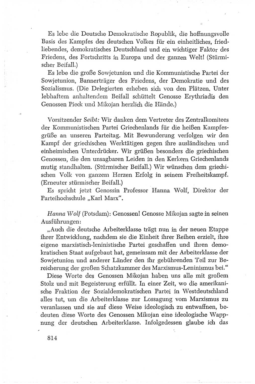 Protokoll der Verhandlungen des Ⅳ. Parteitages der Sozialistischen Einheitspartei Deutschlands (SED) [Deutsche Demokratische Republik (DDR)] 1954, Seite 814