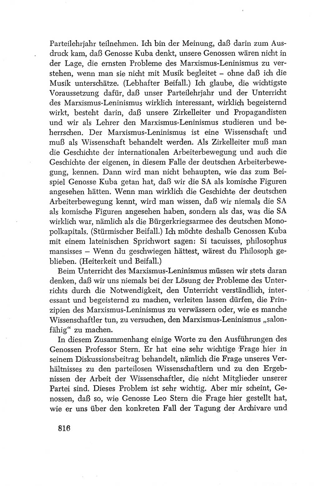 Protokoll der Verhandlungen des Ⅳ. Parteitages der Sozialistischen Einheitspartei Deutschlands (SED) [Deutsche Demokratische Republik (DDR)] 1954, Seite 816