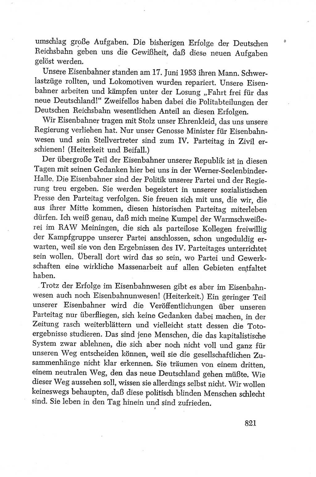 Protokoll der Verhandlungen des Ⅳ. Parteitages der Sozialistischen Einheitspartei Deutschlands (SED) [Deutsche Demokratische Republik (DDR)] 1954, Seite 821