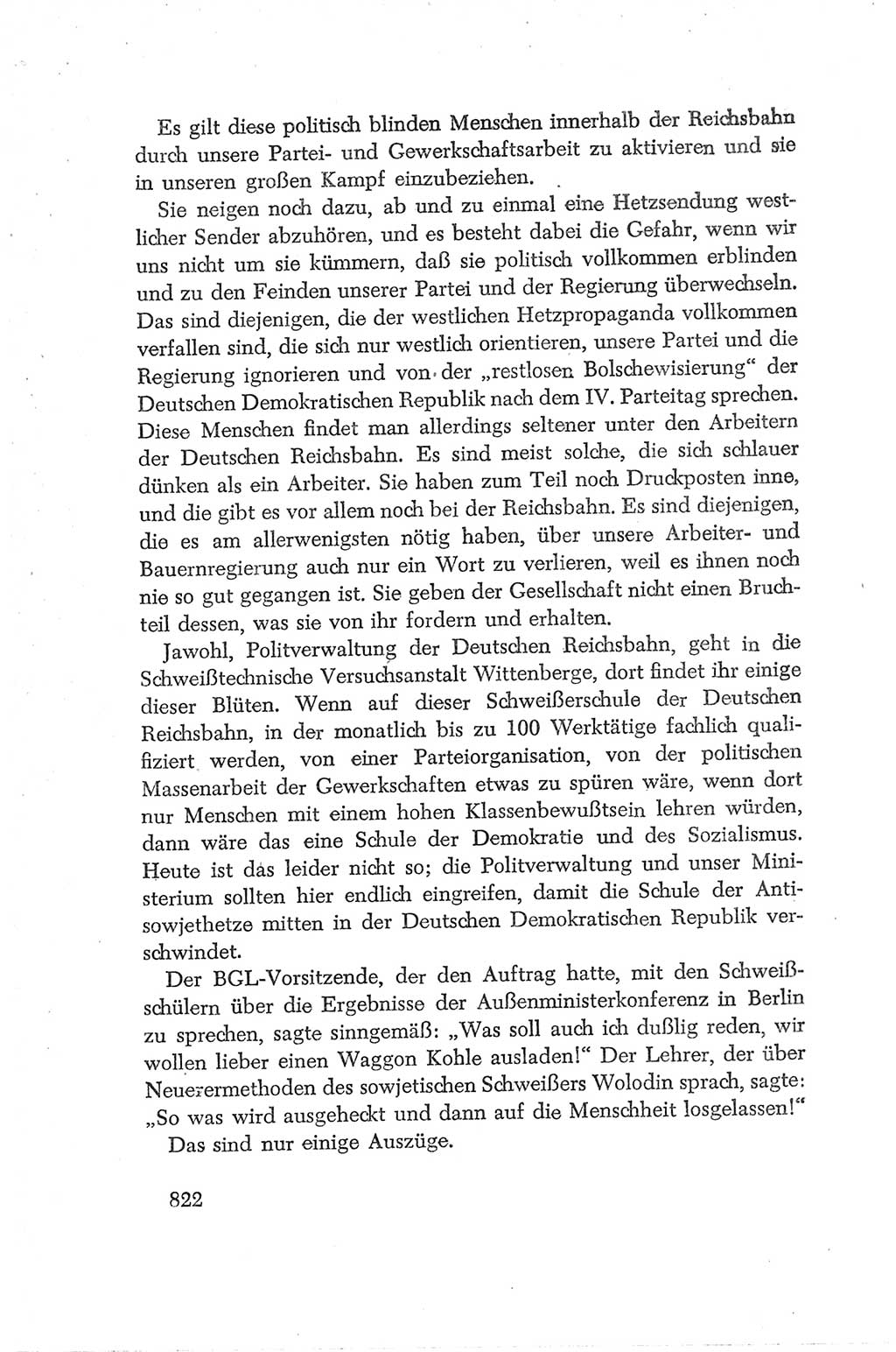 Protokoll der Verhandlungen des Ⅳ. Parteitages der Sozialistischen Einheitspartei Deutschlands (SED) [Deutsche Demokratische Republik (DDR)] 1954, Seite 822