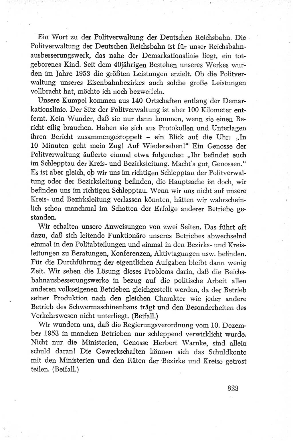 Protokoll der Verhandlungen des Ⅳ. Parteitages der Sozialistischen Einheitspartei Deutschlands (SED) [Deutsche Demokratische Republik (DDR)] 1954, Seite 823