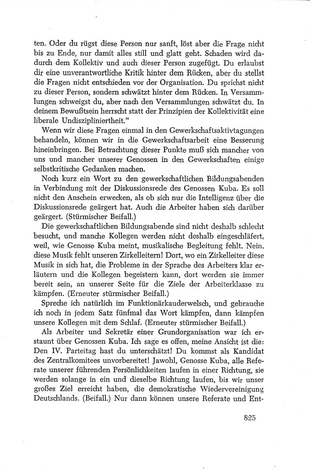 Protokoll der Verhandlungen des Ⅳ. Parteitages der Sozialistischen Einheitspartei Deutschlands (SED) [Deutsche Demokratische Republik (DDR)] 1954, Seite 825