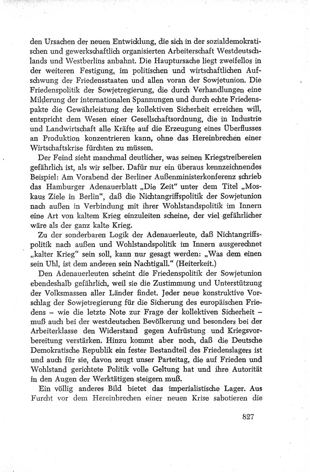 Protokoll der Verhandlungen des Ⅳ. Parteitages der Sozialistischen Einheitspartei Deutschlands (SED) [Deutsche Demokratische Republik (DDR)] 1954, Seite 827