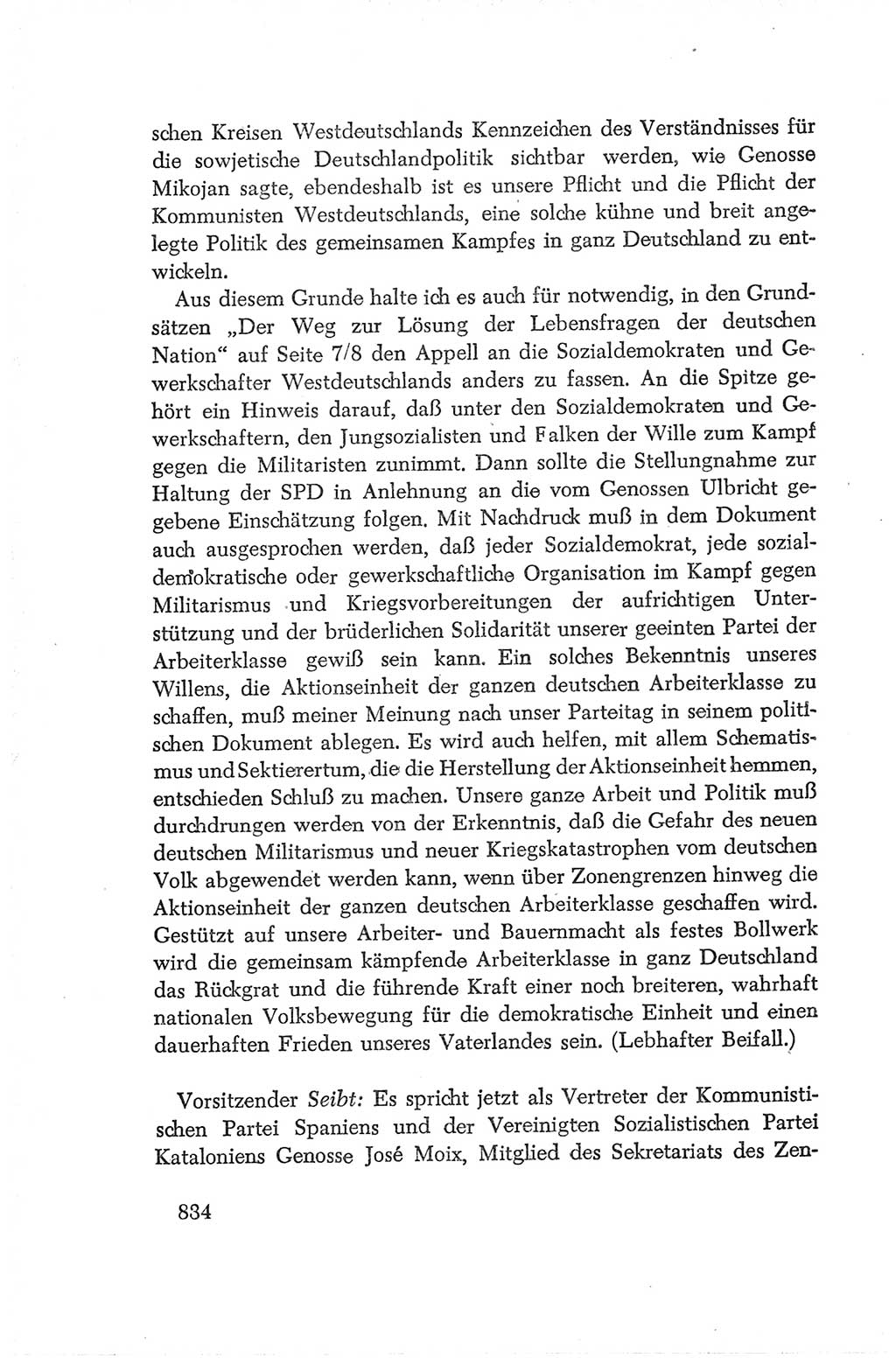 Protokoll der Verhandlungen des Ⅳ. Parteitages der Sozialistischen Einheitspartei Deutschlands (SED) [Deutsche Demokratische Republik (DDR)] 1954, Seite 834