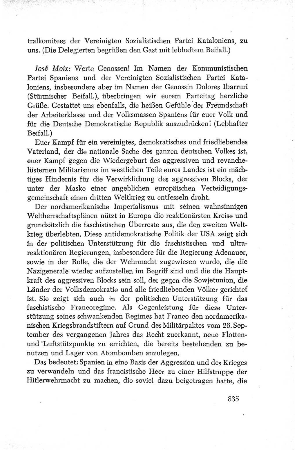 Protokoll der Verhandlungen des Ⅳ. Parteitages der Sozialistischen Einheitspartei Deutschlands (SED) [Deutsche Demokratische Republik (DDR)] 1954, Seite 835