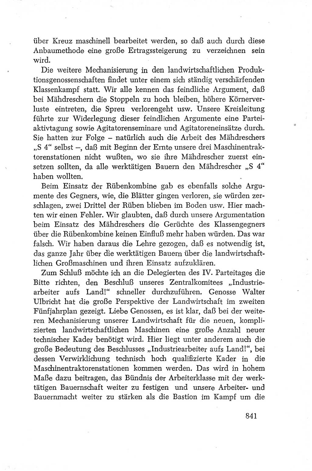 Protokoll der Verhandlungen des Ⅳ. Parteitages der Sozialistischen Einheitspartei Deutschlands (SED) [Deutsche Demokratische Republik (DDR)] 1954, Seite 841