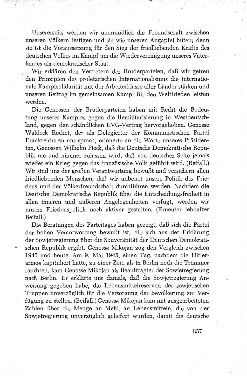 Protokoll der Verhandlungen des Ⅳ. Parteitages der Sozialistischen Einheitspartei Deutschlands (SED) [Deutsche Demokratische Republik (DDR)] 1954, Seite 857