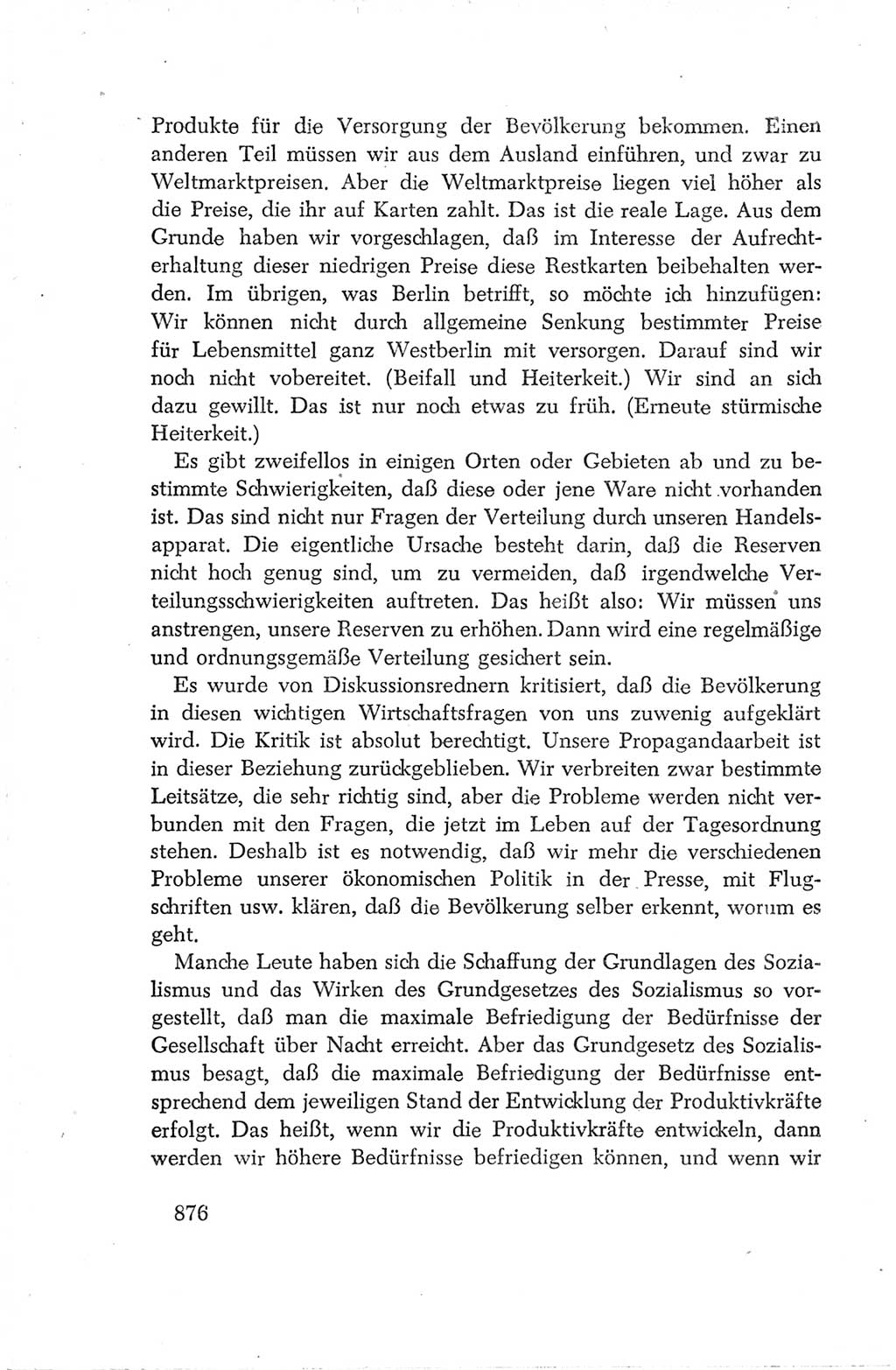 Protokoll der Verhandlungen des Ⅳ. Parteitages der Sozialistischen Einheitspartei Deutschlands (SED) [Deutsche Demokratische Republik (DDR)] 1954, Seite 876