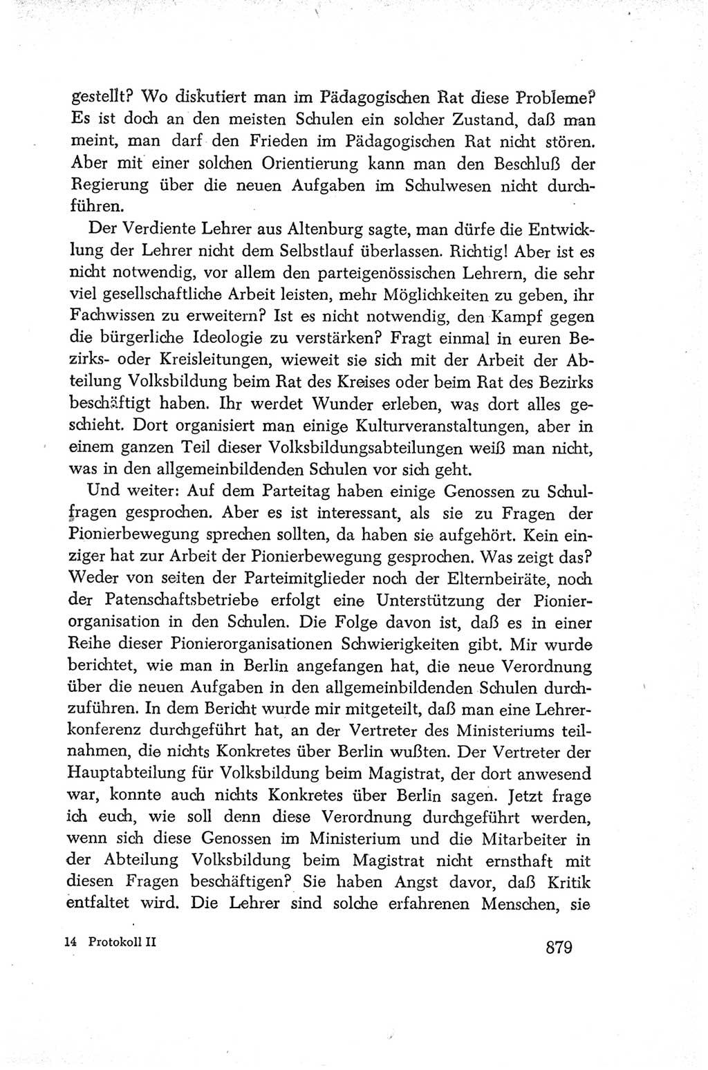 Protokoll der Verhandlungen des Ⅳ. Parteitages der Sozialistischen Einheitspartei Deutschlands (SED) [Deutsche Demokratische Republik (DDR)] 1954, Seite 879