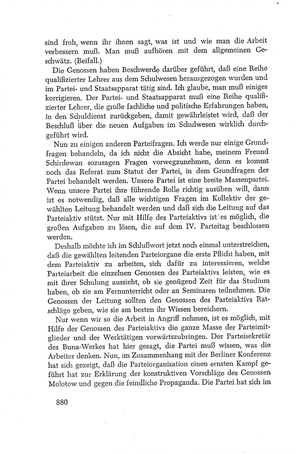 Protokoll der Verhandlungen des Ⅳ. Parteitages der Sozialistischen Einheitspartei Deutschlands (SED) [Deutsche Demokratische Republik (DDR)] 1954, Seite 880