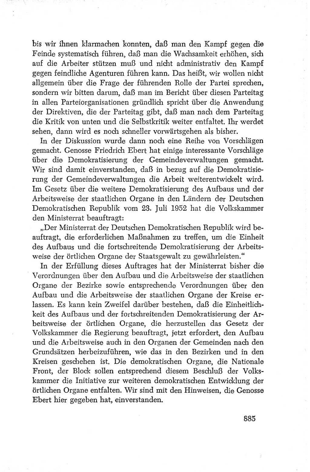 Protokoll der Verhandlungen des Ⅳ. Parteitages der Sozialistischen Einheitspartei Deutschlands (SED) [Deutsche Demokratische Republik (DDR)] 1954, Seite 885