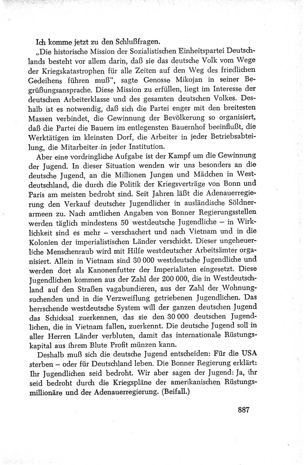 Protokoll der Verhandlungen des Ⅳ. Parteitages der Sozialistischen Einheitspartei Deutschlands (SED) [Deutsche Demokratische Republik (DDR)] 1954, Seite 887