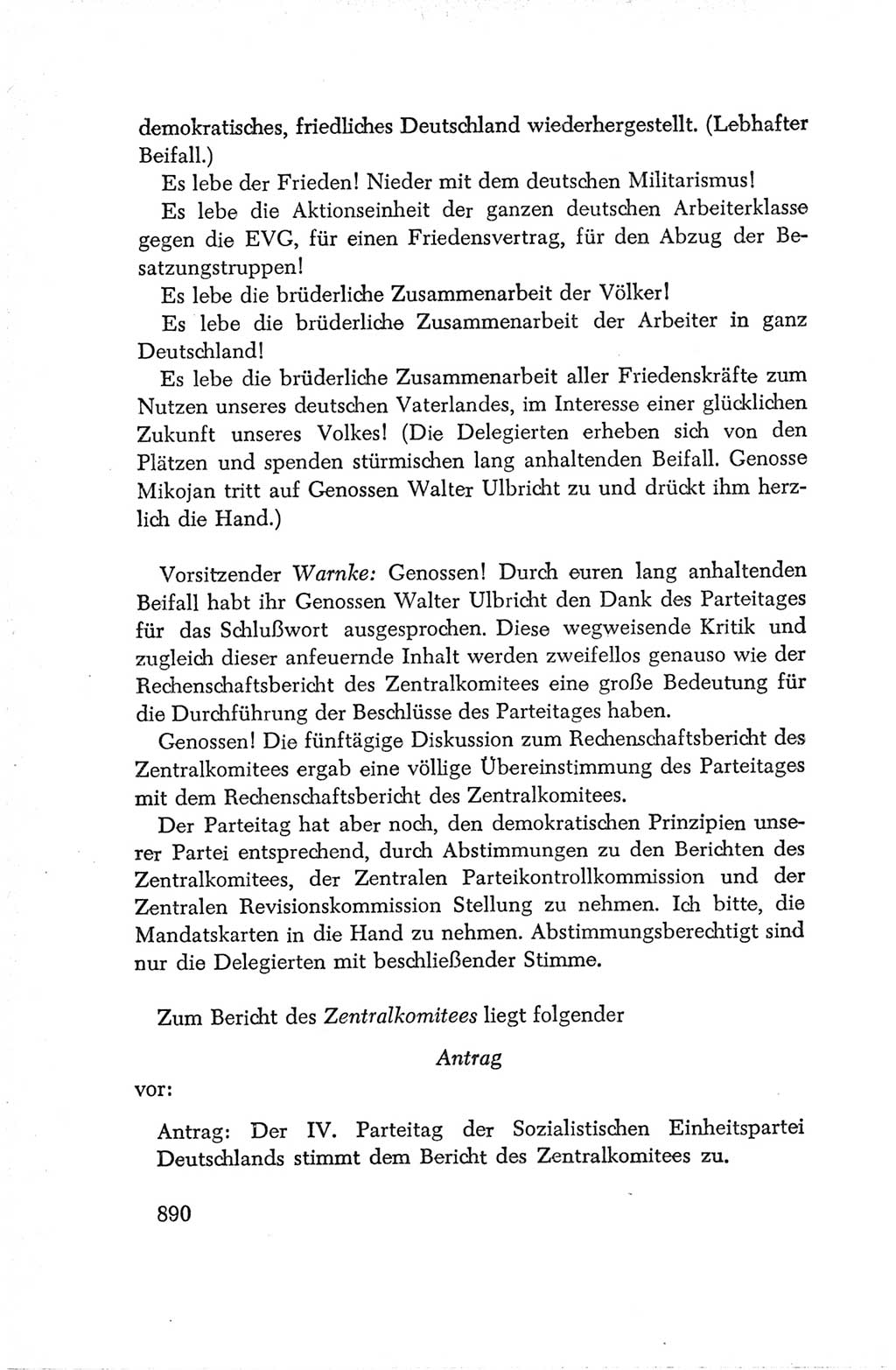 Protokoll der Verhandlungen des Ⅳ. Parteitages der Sozialistischen Einheitspartei Deutschlands (SED) [Deutsche Demokratische Republik (DDR)] 1954, Seite 890