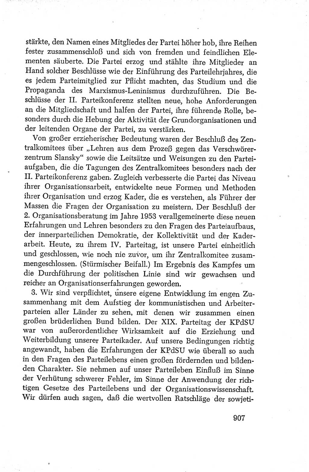Protokoll der Verhandlungen des Ⅳ. Parteitages der Sozialistischen Einheitspartei Deutschlands (SED) [Deutsche Demokratische Republik (DDR)] 1954, Seite 907