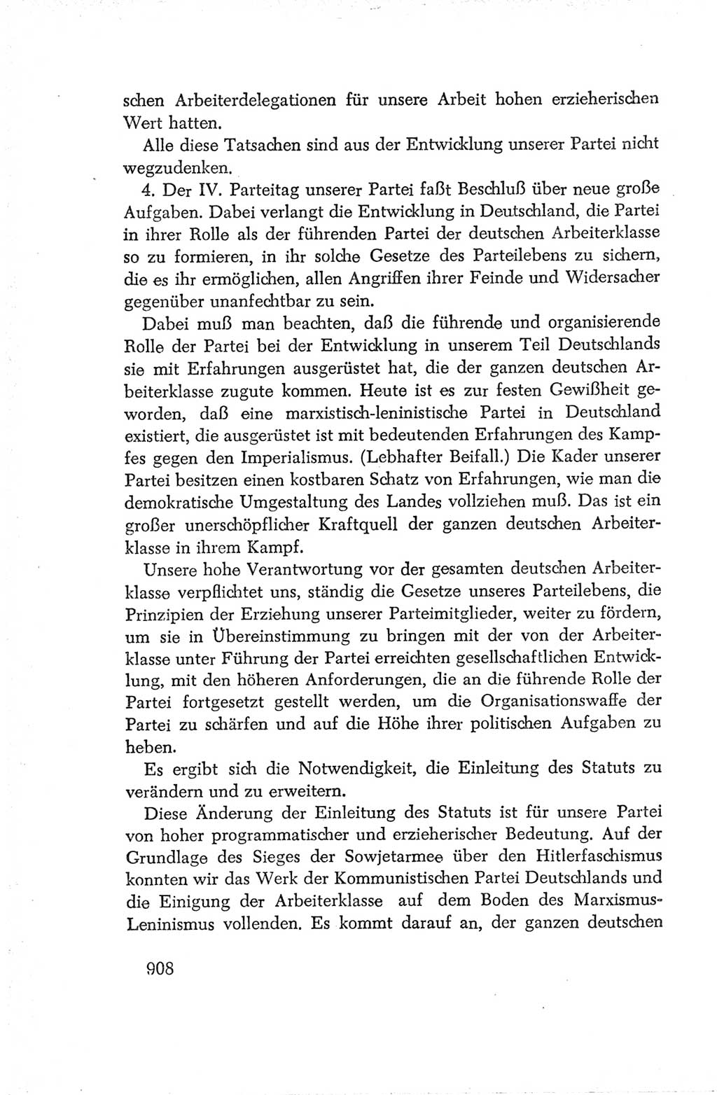 Protokoll der Verhandlungen des Ⅳ. Parteitages der Sozialistischen Einheitspartei Deutschlands (SED) [Deutsche Demokratische Republik (DDR)] 1954, Seite 908