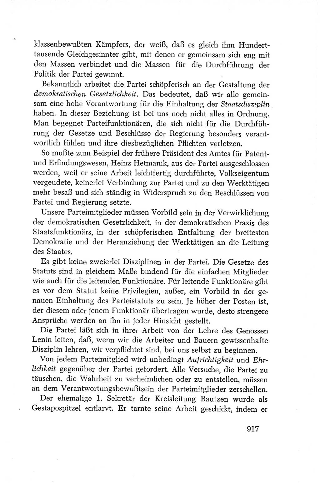 Protokoll der Verhandlungen des Ⅳ. Parteitages der Sozialistischen Einheitspartei Deutschlands (SED) [Deutsche Demokratische Republik (DDR)] 1954, Seite 917