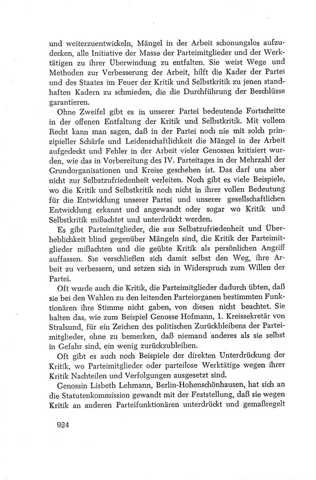 Protokoll der Verhandlungen des Ⅳ. Parteitages der Sozialistischen Einheitspartei Deutschlands (SED) [Deutsche Demokratische Republik (DDR)] 1954, Seite 924
