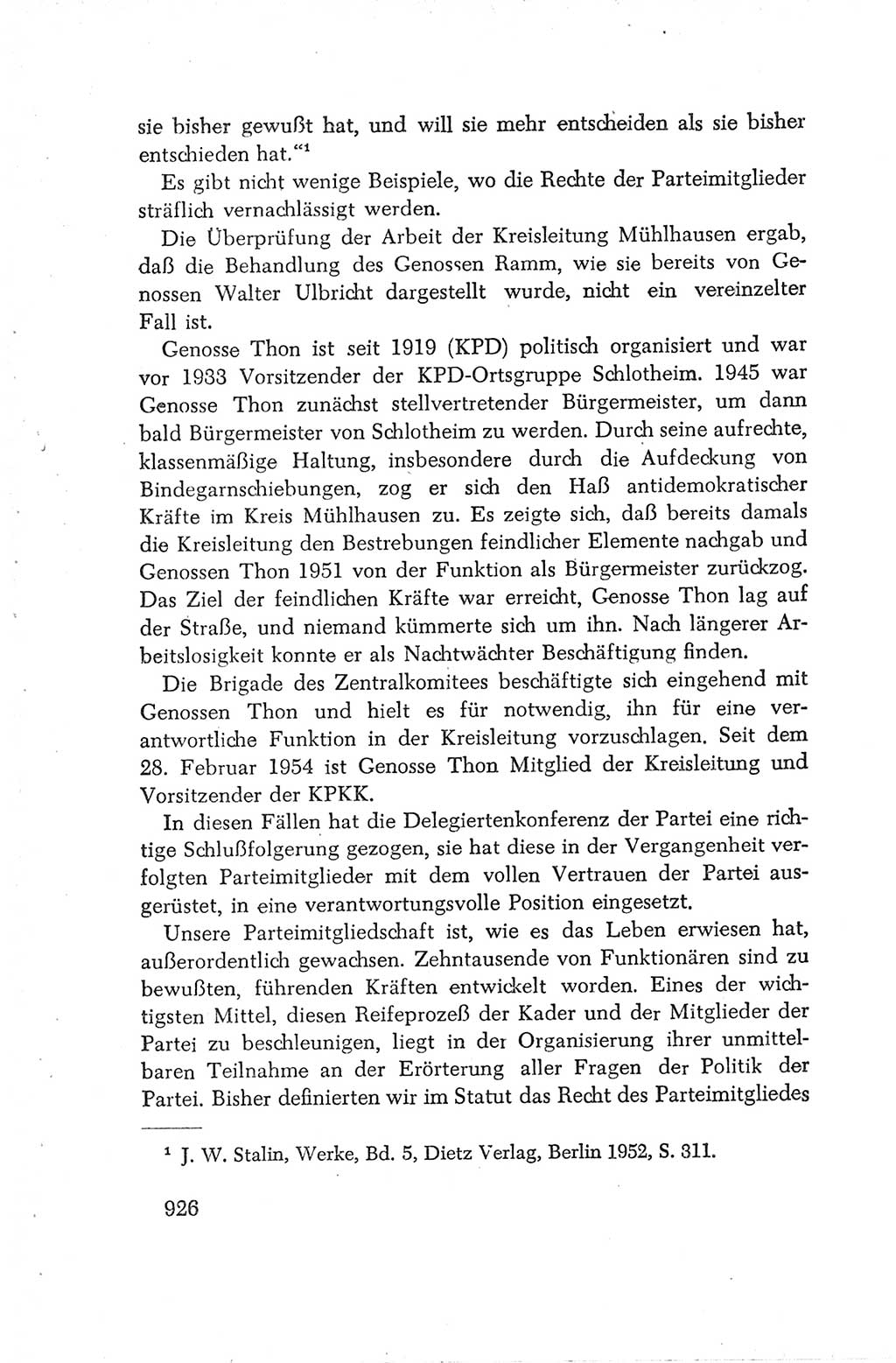 Protokoll der Verhandlungen des Ⅳ. Parteitages der Sozialistischen Einheitspartei Deutschlands (SED) [Deutsche Demokratische Republik (DDR)] 1954, Seite 926