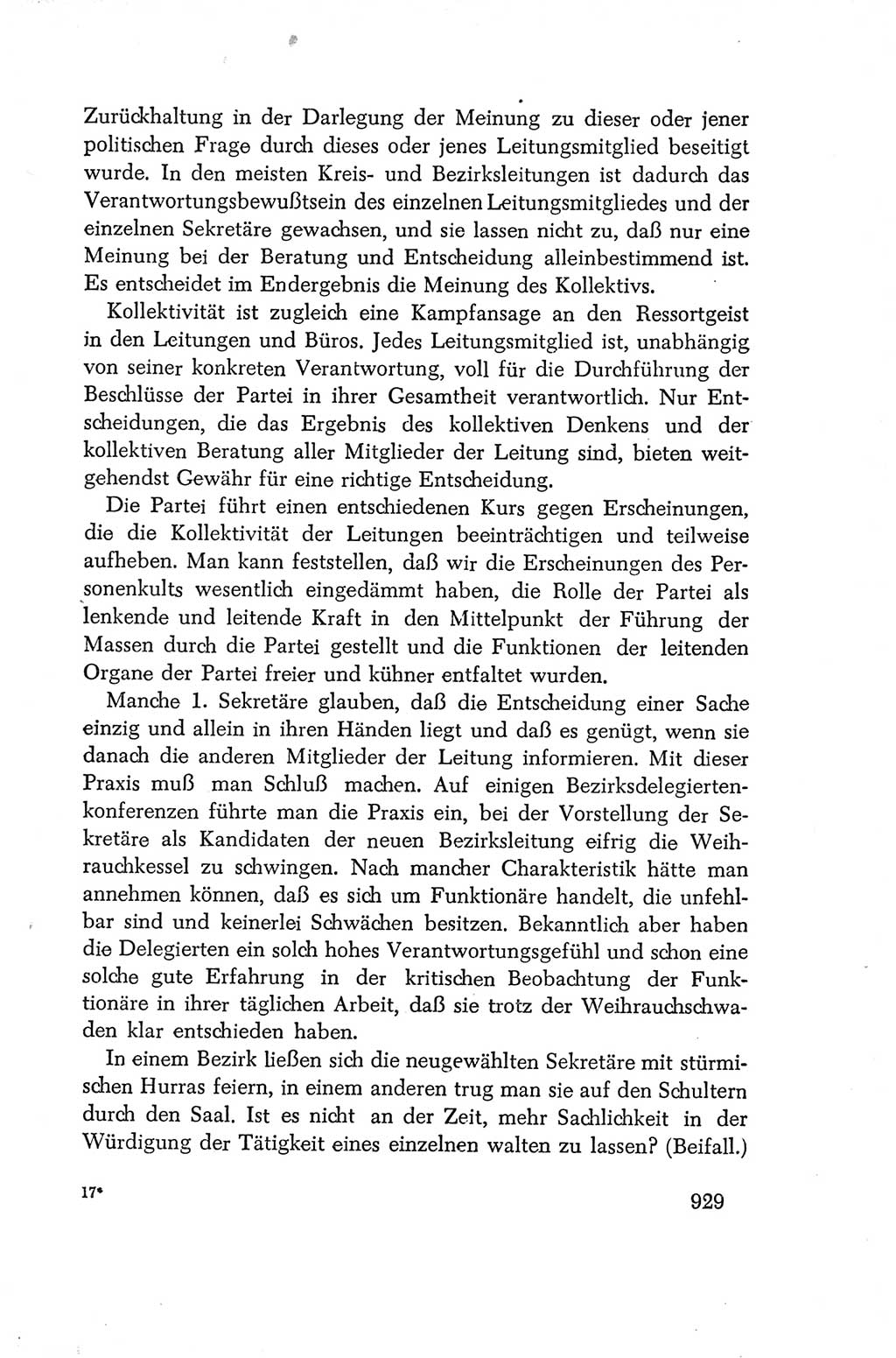 Protokoll der Verhandlungen des Ⅳ. Parteitages der Sozialistischen Einheitspartei Deutschlands (SED) [Deutsche Demokratische Republik (DDR)] 1954, Seite 929