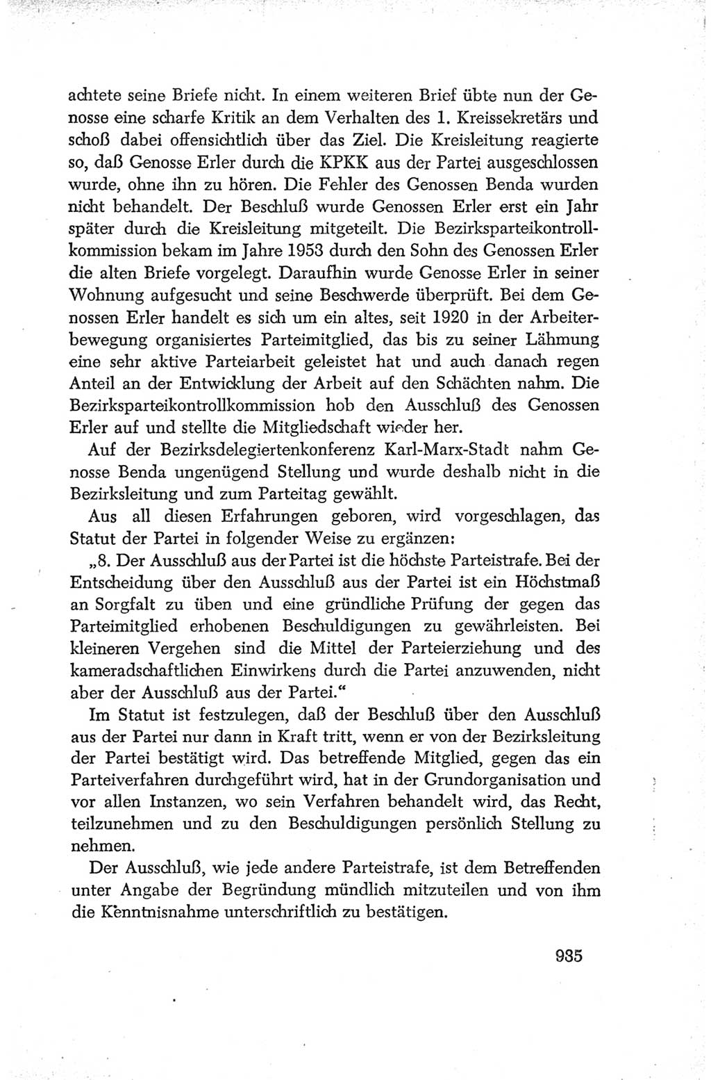 Protokoll der Verhandlungen des Ⅳ. Parteitages der Sozialistischen Einheitspartei Deutschlands (SED) [Deutsche Demokratische Republik (DDR)] 1954, Seite 935