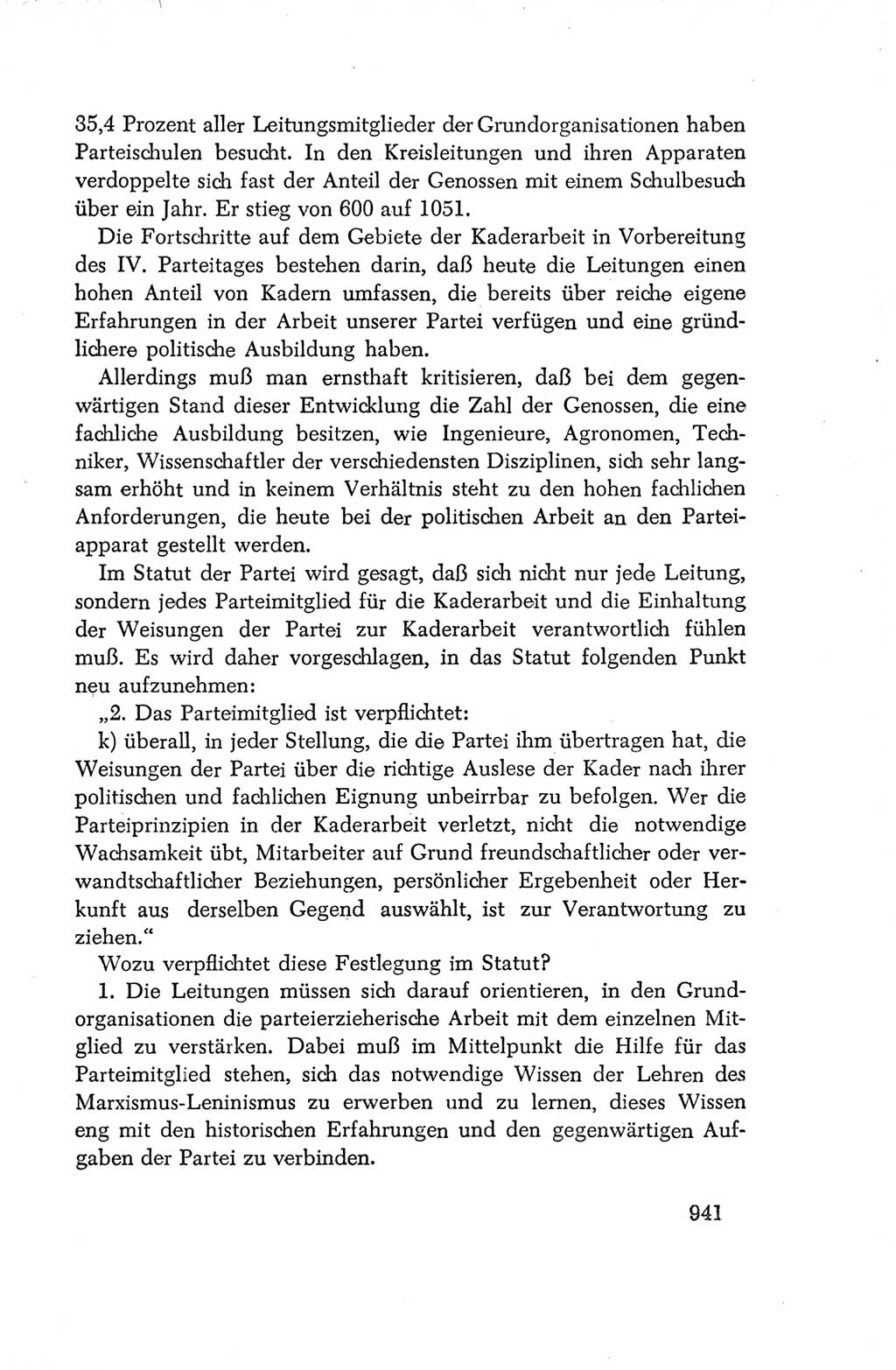Protokoll der Verhandlungen des Ⅳ. Parteitages der Sozialistischen Einheitspartei Deutschlands (SED) [Deutsche Demokratische Republik (DDR)] 1954, Seite 941