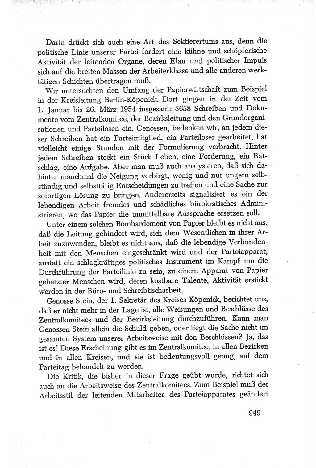 Protokoll der Verhandlungen des Ⅳ. Parteitages der Sozialistischen Einheitspartei Deutschlands (SED) [Deutsche Demokratische Republik (DDR)] 1954, Seite 949