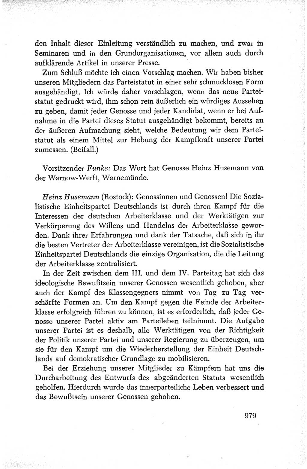 Protokoll der Verhandlungen des Ⅳ. Parteitages der Sozialistischen Einheitspartei Deutschlands (SED) [Deutsche Demokratische Republik (DDR)] 1954, Seite 979