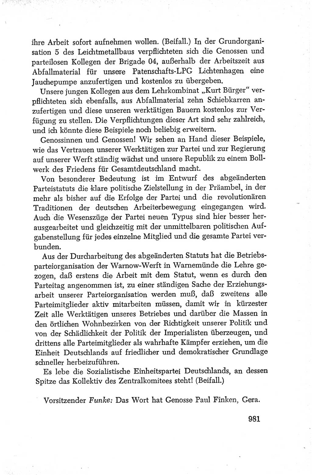 Protokoll der Verhandlungen des Ⅳ. Parteitages der Sozialistischen Einheitspartei Deutschlands (SED) [Deutsche Demokratische Republik (DDR)] 1954, Seite 981