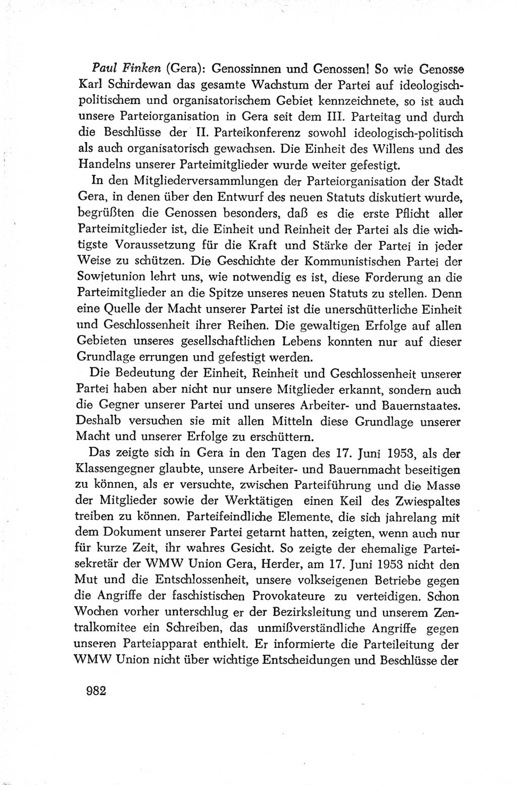 Protokoll der Verhandlungen des Ⅳ. Parteitages der Sozialistischen Einheitspartei Deutschlands (SED) [Deutsche Demokratische Republik (DDR)] 1954, Seite 982