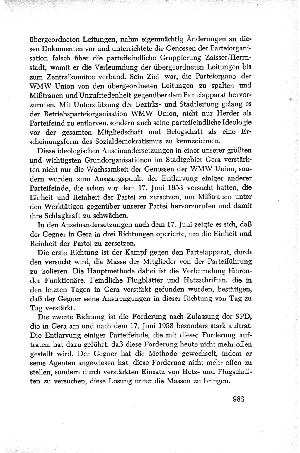 Protokoll der Verhandlungen des Ⅳ. Parteitages der Sozialistischen Einheitspartei Deutschlands (SED) [Deutsche Demokratische Republik (DDR)] 1954, Seite 983