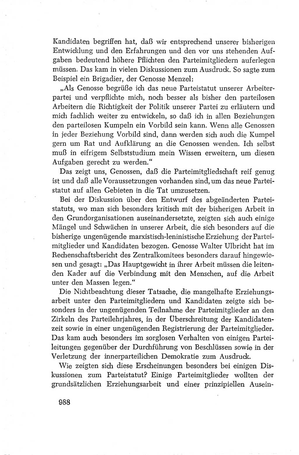 Protokoll der Verhandlungen des Ⅳ. Parteitages der Sozialistischen Einheitspartei Deutschlands (SED) [Deutsche Demokratische Republik (DDR)] 1954, Seite 988
