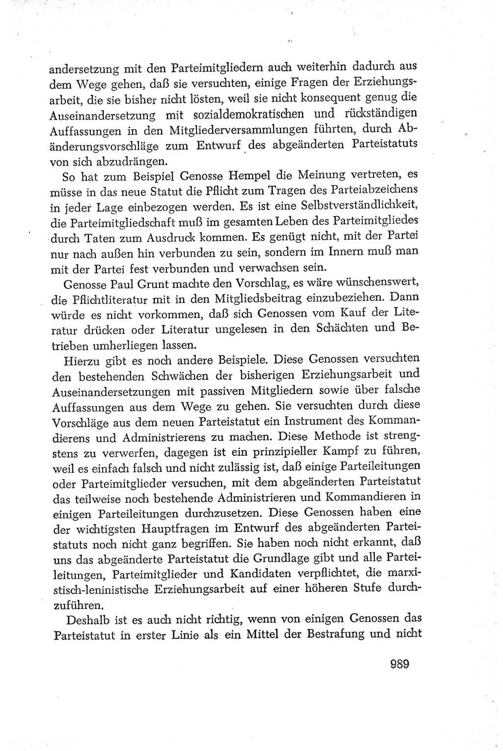 Protokoll der Verhandlungen des Ⅳ. Parteitages der Sozialistischen Einheitspartei Deutschlands (SED) [Deutsche Demokratische Republik (DDR)] 1954, Seite 989