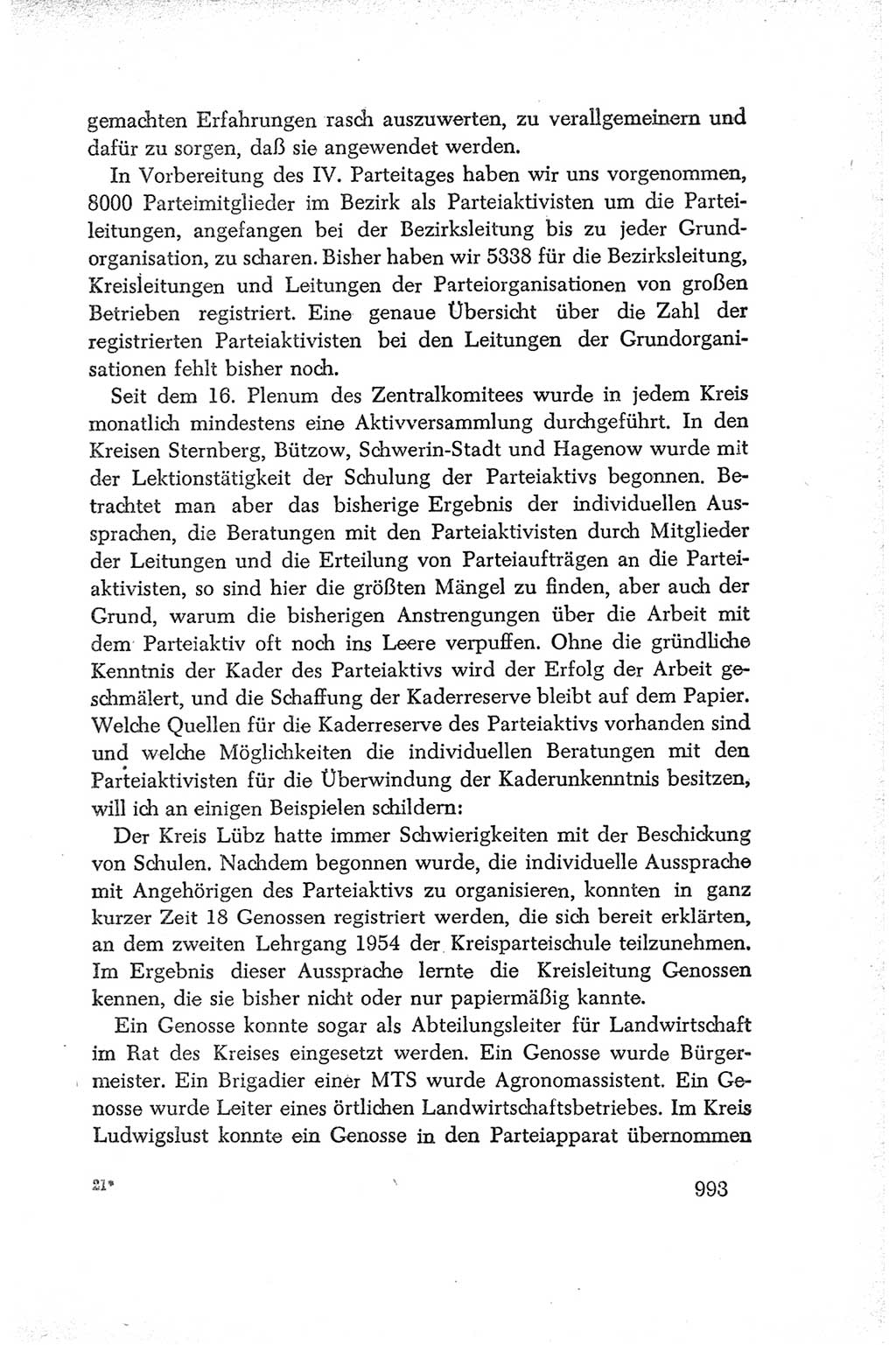 Protokoll der Verhandlungen des Ⅳ. Parteitages der Sozialistischen Einheitspartei Deutschlands (SED) [Deutsche Demokratische Republik (DDR)] 1954, Seite 993