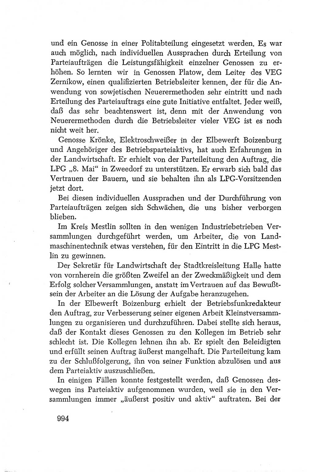 Protokoll der Verhandlungen des Ⅳ. Parteitages der Sozialistischen Einheitspartei Deutschlands (SED) [Deutsche Demokratische Republik (DDR)] 1954, Seite 994