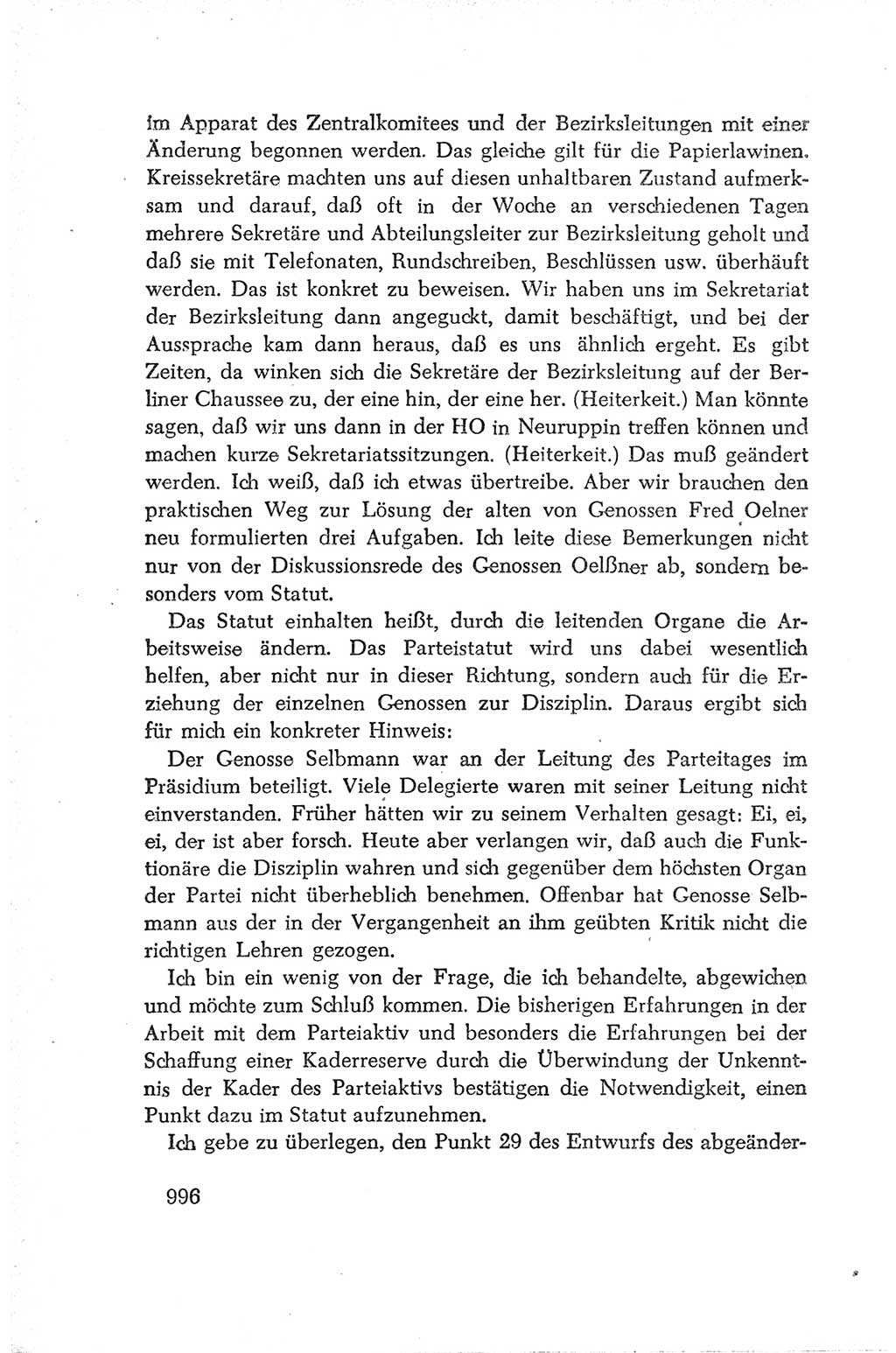 Protokoll der Verhandlungen des Ⅳ. Parteitages der Sozialistischen Einheitspartei Deutschlands (SED) [Deutsche Demokratische Republik (DDR)] 1954, Seite 996