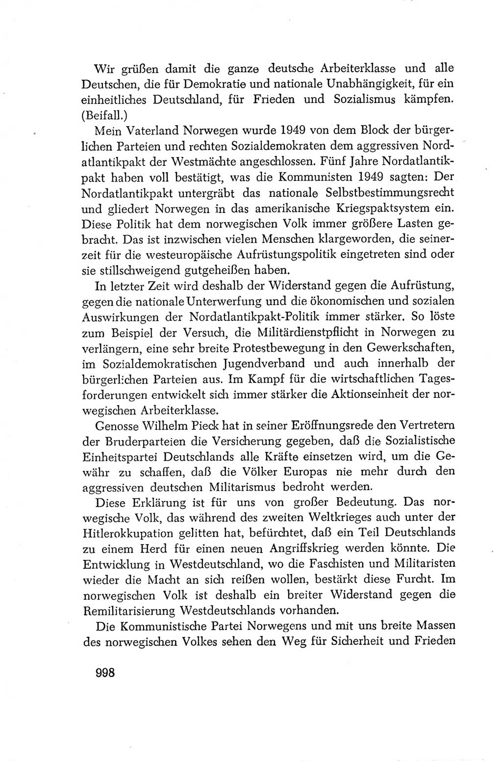 Protokoll der Verhandlungen des Ⅳ. Parteitages der Sozialistischen Einheitspartei Deutschlands (SED) [Deutsche Demokratische Republik (DDR)] 1954, Seite 998