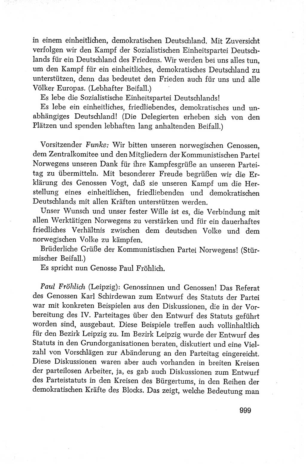 Protokoll der Verhandlungen des Ⅳ. Parteitages der Sozialistischen Einheitspartei Deutschlands (SED) [Deutsche Demokratische Republik (DDR)] 1954, Seite 999