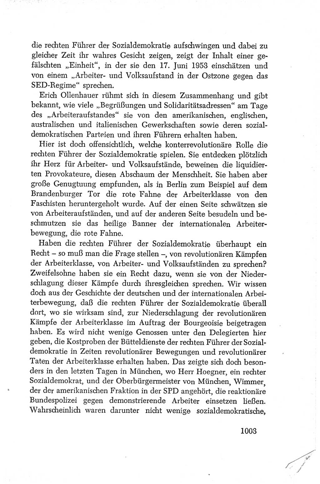 Protokoll der Verhandlungen des Ⅳ. Parteitages der Sozialistischen Einheitspartei Deutschlands (SED) [Deutsche Demokratische Republik (DDR)] 1954, Seite 1003